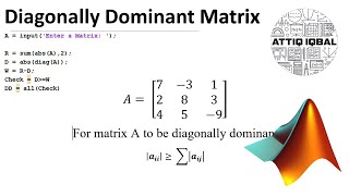 Diagonally Dominant Systems with MATLAB code [upl. by Lassiter588]